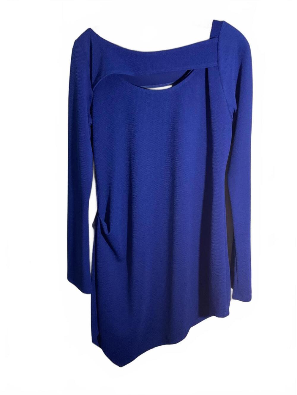 Yoana Baraschi Long Sleeve Blue Dress / Tunic with Unique Cut-Out Design L